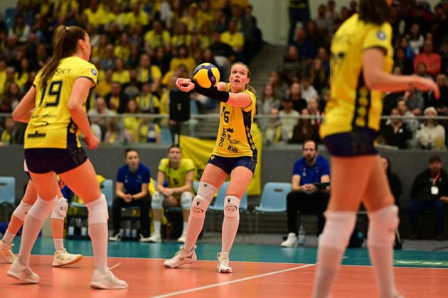 Volleyball I Women I Season 2025 2026 I Bundesliga I 12 Matchday I ETV Hamburger Volksbank Volleys SSC Palmberg Schwerin I 17 01 2026 Iris Vos 6, SSC Palmberg Schwerin Hamburg CU Arena Hamburg Germany Copyright: xLobeca FelixxSchlikisx