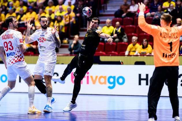 260117 Erekle Arsenashvili of Georgia during the EHF European Handball Championship handball match between Croatia and Georgia on January 17, 2026 in Malmö Photo Mathilda Schuler BILDBYRAN kod MA MA0920 handball handball handball handballs em 2026 croatia georgien ehf european handball championship georgia bbeng grappa33  Copyright: MATHILDAxSCHULER BB260117MA043