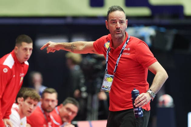 Austria Spain, Men s EHF EM 2026 Coach Ales Pajovic Austria Handball EHF European Championship, International match between Austria and Spain on January 17, 2026 in Herning Denmark , Herning Denmark Jyske Bank Boxing