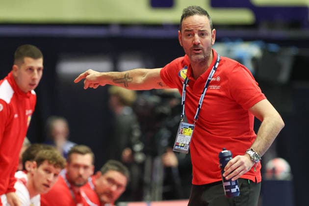 Austria Spain, Men s EHF EM 2026 Coach Ales Pajovic Austria Handball EHF European Championship, International match between Austria and Spain on January 17, 2026 in Herning Denmark , Herning Denmark Jyske Bank Boxing