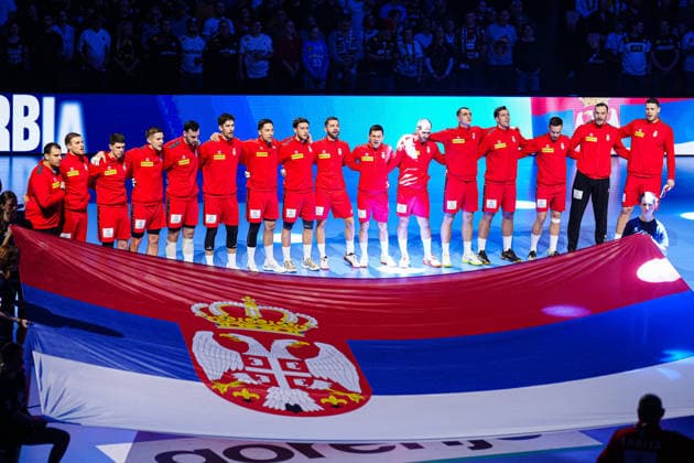 Serbia during national anthem DEN, Serbia vs Germany, Handball, EHF European Championship 2026, Group A, Matchday 2, 17 01 2026 DEN, Serbia vs Germany, Handball, EHF European Championship 2026, Group A, Matchday 2, 17 01 2026 Herning Copyright: xEibner-Pressefoto MarcelxvonxFehrnx EP_MFN