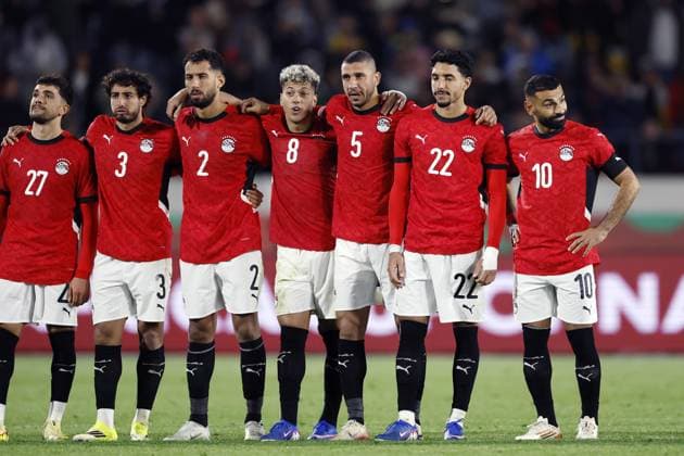 CASABLANCA - (l-r) Mahmoud Saber of Egypt, Mohamed Hany of Egypt, Khaled Sobhi of Egypt, Emam Ashour of Egypt, Ramy Rabia of Egypt, Omar Marmoush of Egypt, Mo Salah of Egypt are disappointed during the Africa Cup of Nations second-leg playoff between Egypt and Nigeria at Stade Mohammed V on January 17, 2026, in Casablanca, Morocco. MAURICE VAN STEEN ANP Africa Cup Of Nations Third place play-off 2026 xVIxANPxSportx xMauricexvanxSteenxIVx 547795330 originalFilename: 547795330.jpg