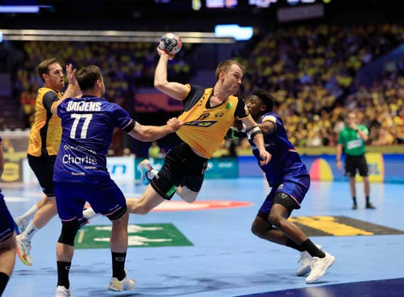 MALMÖ, SWEDEN 20260117 Sweden s Felix Claar in action during the 2026 EHF European Men s Handball Championship the EHF Euro 2026 match between Sweden and Netherlands, at Malmo Arena in Malmo, Sweden, on January 17, 2026 MALMÖ SWEDEN x10600x  Copyright: xAndreasxHillergren TTx EHF EURO 2026 SWEDEN-NETHERLANDS