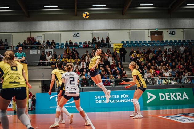 Volleyball Women Season 2025 2026 Volleyball Bundesliga ETV Hamburger Volksbank Volleys vs SSC Palmberg Schwerin 17 01 2026 Anna Artyshuk 19, SSC Palmberg Schwerin at Attack Hamburg CU Arena Hamburg Germany