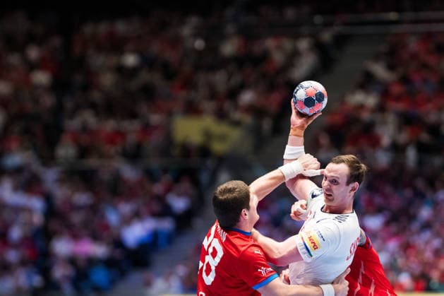 260117 Sander Sagosen of Norge during the EHF European Handball Championship preliminary round match between Norway and Czech Republic on January 17, 2026 in Oslo bbeng handball handboll handball 2026 ehf european handball championship ehf euro 2026 handball em handbolls em norway tsjekkia tjeckien czech republic czechia bbauto  Copyright: VEGARDxGRoTT BB260117VG027