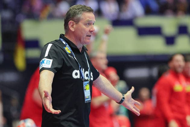 Serbia Germany, EHF Handball European Championship 2026 Coach Alfred Gislason Germany Handball EHF European Championship, International match between Serbia and Germany on January 17, 2026 in Herning Denmark , Herning Denmark Jyske Bank Boxing