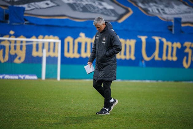 Coach Jens Härtel Aue GER, FC Hansa Rostock vs FC Erzgebirge Aue, Football, Men, 3 Liga, Matchday 20, Season 2025 2026, 17 01 2026 Rostock Ostseestadion Mecklenburg Vorpommern Germany