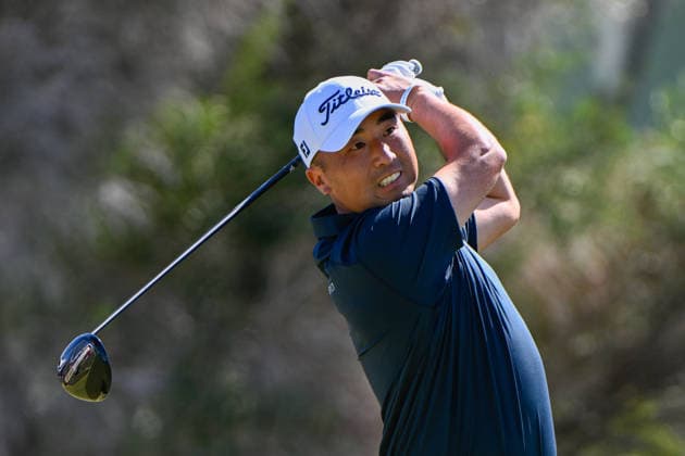 HONOLULU, HI - JANUARY 17: Doug Ghim (USA) watches his tee shot 1 during the third round of the Sony Open on January 17, 2026, at Waialae Country Club, Honolulu, Hawaii. (Photo by Ken Murray Icon Sportswire) GOLF: JAN 17 PGA, Golf Herren Sony Open in Hawaii EDITORIAL USE ONLY Icon2601170353