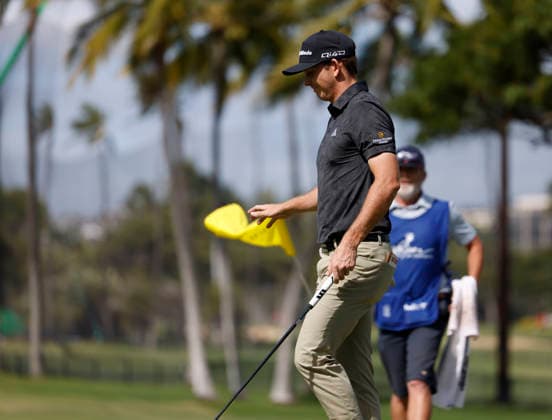January 17, 2026, Honolulu, Hawaii, USA: JACOB BRIDGEMAN reacts to making birdie on the 9th green during Round 3 of the 2026 Sony Open in Honolulu, Hawaii on January 17, 2026. Honolulu USA - ZUMAm310 20260117_zsp_m310_093 Copyright: xElliotxMilesx