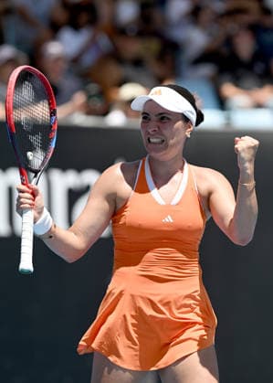 TENNIS AUSTRALIAN OPEN, Elena-Gabriela Ruse of Romania celebrates winning the Women™s 1st round match against Dayana Yastremska of Ukraine on day 1 of the 2026 Australian Open tennis tournament at Melbourne Park in Melbourne, Wednesday, January 14, 2026. ( NO ARCHIVING MELBOURNE VICTORIA AUSTRALIA  Copyright: xLUKASxCOCHx 20260118150388394359