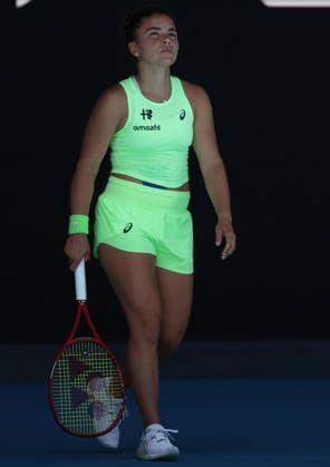 January 18, 2026, Melbourne, Victoria, Australia: JASMINE PAOLINI of Italy during the match against A. Sasnovich in the first round of Australian Open, Melbourne, Australia. Paollini won 6:1, 6:2 Melbourne Australia - ZUMAc278 20260118_zsp_c278_006 Copyright: xMarcinxCholewinskix