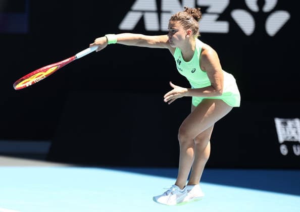 January 18, 2026, Melbourne, Victoria, Australia: JASMINE PAOLINI of Italy during the match against A. Sasnovich in the first round of Australian Open, Melbourne, Australia. Paollini won 6:1, 6:2 Melbourne Australia - ZUMAc278 20260118_zsp_c278_003 Copyright: xMarcinxCholewinskix
