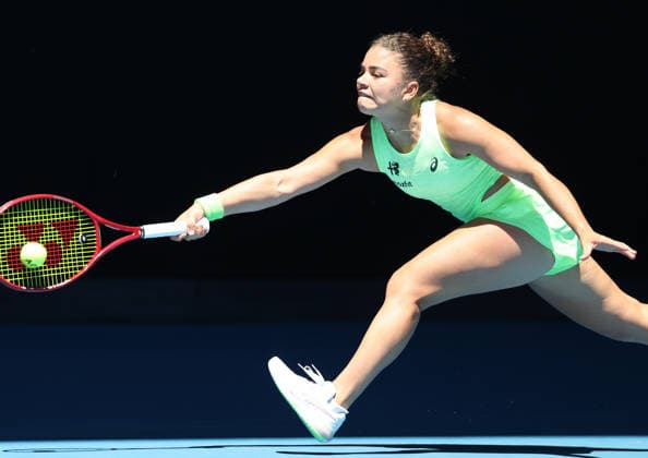 January 18, 2026, Melbourne, Victoria, Australia: JASMINE PAOLINI of Italy during the match against A. Sasnovich in the first round of Australian Open, Melbourne, Australia. Paollini won 6:1, 6:2 Melbourne Australia - ZUMAc278 20260118_zsp_c278_015 Copyright: xMarcinxCholewinskix