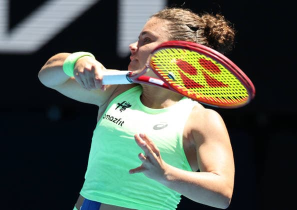 January 18, 2026, Melbourne, Victoria, Australia: JASMINE PAOLINI of Italy during the match against A. Sasnovich in the first round of Australian Open, Melbourne, Australia. Paollini won 6:1, 6:2 Melbourne Australia - ZUMAc278 20260118_zsp_c278_026 Copyright: xMarcinxCholewinskix