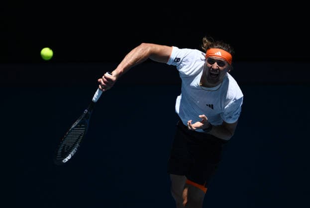 TENNIS AUSTRALIAN OPEN, Alexander Zverev of Germany serves during the Men™s 1st round match against Gabriel Diallo of Canada on day 1 of the 2026 Australian Open tennis tournament at Melbourne Park in Melbourne, Sunday, January 18, 2026. ( NO ARCHIVING MELBOURNE VICTORIA AUSTRALIA  Copyright: xJOELxCARRETTx 20260118139518325763