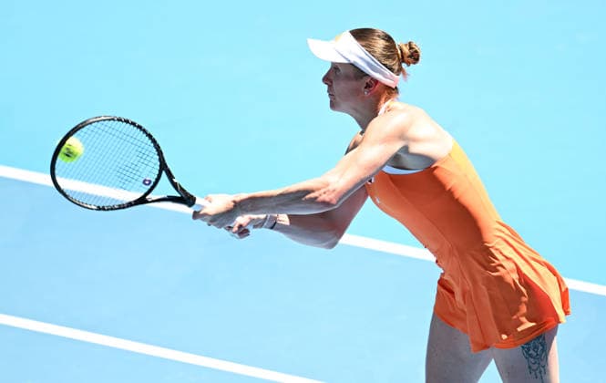 TENNIS AUSTRALIAN OPEN, Elina Svitolina of Ukraine in action during the Women™s 1st round match against Cristina Bucsa of Spain on day 1 of the 2026 Australian Open tennis tournament at Melbourne Park in Melbourne, Wednesday, January 14, 2026. ( NO ARCHIVING MELBOURNE VICTORIA AUSTRALIA  Copyright: xLUKASxCOCHx 20260118138478046767