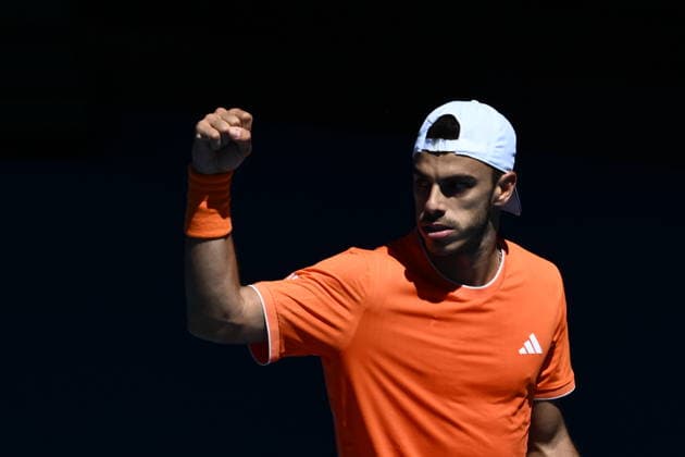 TENNIS AUSTRALIAN OPEN, Francisco Cerundolo of Argentina reacts during the Men™s 1st round match against Zhizhen Zhang of China on day 1 of the 2026 Australian Open tennis tournament at Melbourne Park in Melbourne, Sunday, January 18, 2026. ( NO ARCHIVING MELBOURNE VICTORIA AUSTRALIA  Copyright: xJOELxCARRETTx 20260118142355471965