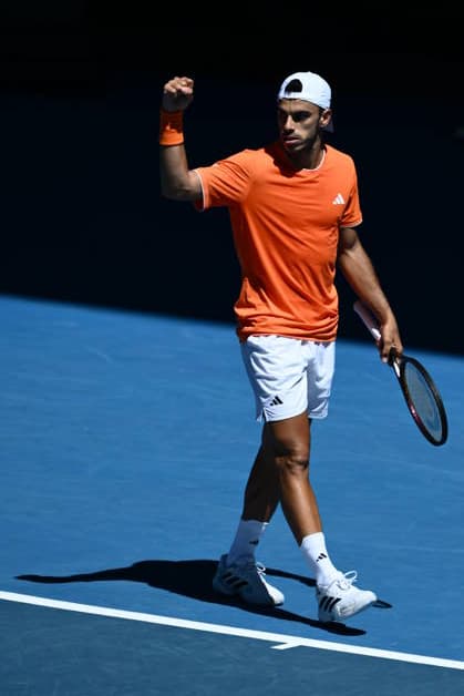 TENNIS AUSTRALIAN OPEN, Francisco Cerundolo of Argentina reacts during the Men™s 1st round match against Zhizhen Zhang of China on day 1 of the 2026 Australian Open tennis tournament at Melbourne Park in Melbourne, Sunday, January 18, 2026. ( NO ARCHIVING MELBOURNE VICTORIA AUSTRALIA  Copyright: xJOELxCARRETTx 20260118189305136511