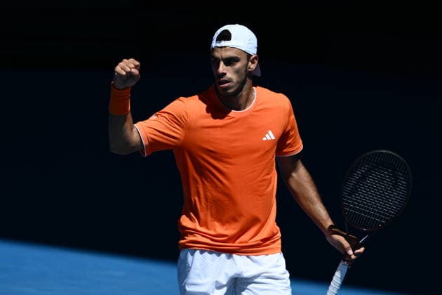 TENNIS AUSTRALIAN OPEN, Francisco Cerundolo of Argentina reacts during the Men™s 1st round match against Zhizhen Zhang of China on day 1 of the 2026 Australian Open tennis tournament at Melbourne Park in Melbourne, Sunday, January 18, 2026. ( NO ARCHIVING MELBOURNE VICTORIA AUSTRALIA  Copyright: xJOELxCARRETTx 20260118159809349118