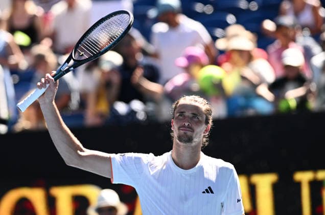 TENNIS AUSTRALIAN OPEN, Alexander Zverev of Germany celebrates after winning the Men™s 1st round match against Gabriel Diallo of Canada on day 1 of the 2026 Australian Open tennis tournament at Melbourne Park in Melbourne, Sunday, January 18, 2026. ( NO ARCHIVING MELBOURNE VICTORIA AUSTRALIA  Copyright: xJOELxCARRETTx 20260118140841864431