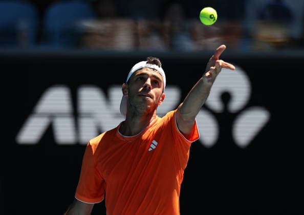 January 18, 2026, Melbourne, Victoria, Australia: FRANCISCO CERUNDOLO of Argentina during the match against Z. Zhang of China in the first round of Australian Open, Melbourne, Australia. Cerundolo won 6:3, 7:6 (7-0), 6:3 Melbourne Australia - ZUMAc278 20260118_zsp_c278_040 Copyright: xMarcinxCholewinskix