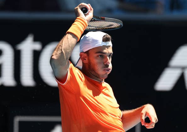 January 18, 2026, Melbourne, Victoria, Australia: FRANCISCO CERUNDOLO of Argentina during the match against Z. Zhang of China in the first round of Australian Open, Melbourne, Australia. Cerundolo won 6:3, 7:6 (7-0), 6:3 Melbourne Australia - ZUMAc278 20260118_zsp_c278_042 Copyright: xMarcinxCholewinskix
