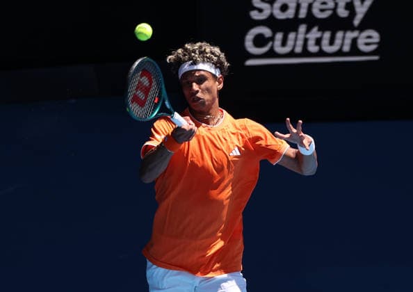 January 18, 2026, Melbourne, Victoria, Australia: GABRIEL DIALLO of Canada during the match against A. Zverev of Germany in the first round of Australian Open, Melbourne, Australia. Diallo lost 7:6 (7-1), 1:6, 4:6, 2:6 Melbourne Australia - ZUMAc278 20260118_zsp_c278_047 Copyright: xMarcinxCholewinskix