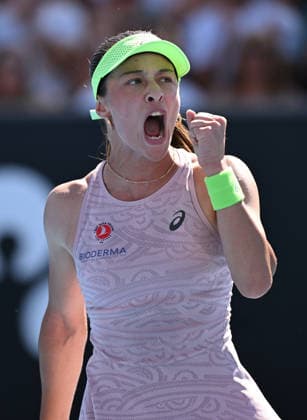 TENNIS AUSTRALIAN OPEN, Zeynep Sonmez of Turkey reacts during the Women™s 1st round match against Ekaterina Alexandrova of Russia on day 1 of the 2026 Australian Open tennis tournament at Melbourne Park in Melbourne, Sunday, January 18, 2026. ( NO ARCHIVING MELBOURNE VICTORIA AUSTRALIA  Copyright: xJAMESxROSSx 20260118161784372630
