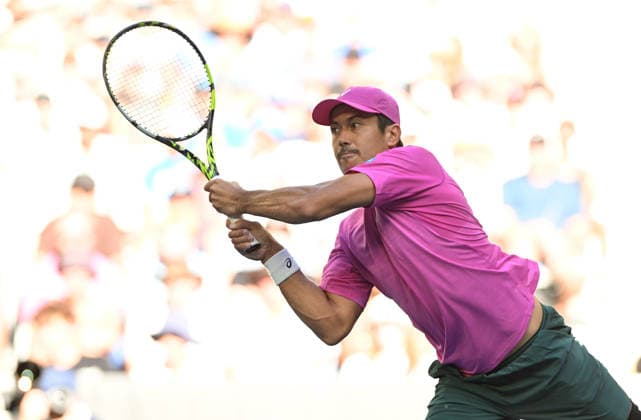 TENNIS AUSTRALIAN OPEN, Jason Kubler of Australia in action during the Men™s 1st round match against Frances Tiafoe of USA on day 1 of the 2026 Australian Open tennis tournament at Melbourne Park in Melbourne, Wednesday, January 14, 2026. ( NO ARCHIVING MELBOURNE VICTORIA AUSTRALIA  Copyright: xLUKASxCOCHx 20260118129181724782