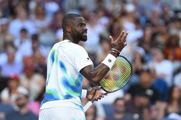 TENNIS AUSTRALIAN OPEN, Frances Tiafoe of USA reacts during the Men™s 1st round match against Jason Kubler of Australia on day 1 of the 2026 Australian Open tennis tournament at Melbourne Park in Melbourne, Wednesday, January 14, 2026. ( NO ARCHIVING MELBOURNE VICTORIA AUSTRALIA  Copyright: xLUKASxCOCHx 20260118173544505145