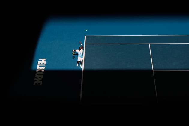 Frances Tiafoe of the United States of America serves Australian Open tennis tournament, Day One, Melbourne Park, Australia - 18 Jan 2026Melbourne Melbourne Park Victoria (VIC) Australia  Copyright: xRachelxBach Shutterstockx 16302999ah