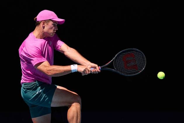 Arthur Fery of Great Britain hits a backhand Australian Open tennis tournament, Day One, Melbourne Park, Australia - 18 Jan 2026Melbourne Melbourne Park Victoria (VIC) Australia  Copyright: xRachelxBach Shutterstockx 16302999f