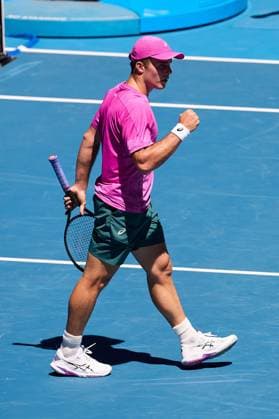 Arthur Fery of Great Britain celebrates during his first round match Australian Open tennis tournament, Day One, Melbourne Park, Australia - 18 Jan 2026Melbourne Melbourne Park Victoria (VIC) Australia  Copyright: xRachelxBach Shutterstockx 16302999k
