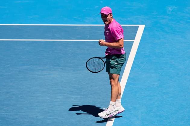 Arthur Fery of Great Britain celebrates during his first round match Australian Open tennis tournament, Day One, Melbourne Park, Australia - 18 Jan 2026Melbourne Melbourne Park Victoria (VIC) Australia  Copyright: xRachelxBach Shutterstockx 16302999o