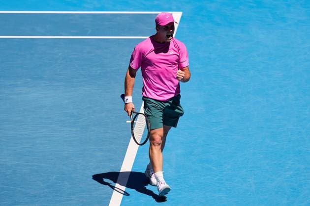 Arthur Fery of Great Britain celebrates during his first round match Australian Open tennis tournament, Day One, Melbourne Park, Australia - 18 Jan 2026Melbourne Melbourne Park Victoria (VIC) Australia  Copyright: xRachelxBach Shutterstockx 16302999q
