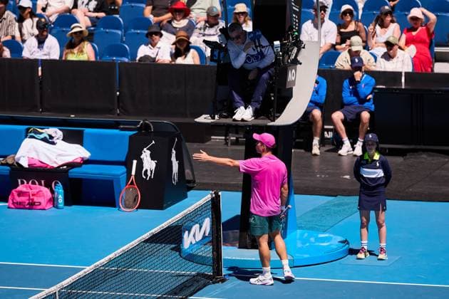 Arthur Fery of Great Britain appeals to the umpire during his first round match Australian Open tennis tournament, Day One, Melbourne Park, Australia - 18 Jan 2026Melbourne Melbourne Park Victoria (VIC) Australia  Copyright: xRachelxBach Shutterstockx 16302999s