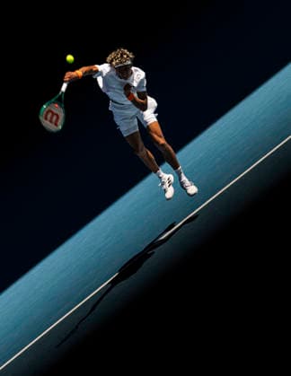 (260118) -- MELBOURNE, Jan. 18, 2026 -- Gabriel Diallo serves during the men s singles 1st round match between Alexander Zverev of Germany and Gabriel Diallo of Canada at the Australian Open tennis tournament in Melbourne, Australia, Jan. 18, 2026. (Photo by Xinhua) (SP)AUSTRALIA-MELBOURNE-TENNIS-AUSTRALIAN OPEN-MEN S SINGLES-DAY 1 HuxJingchen 