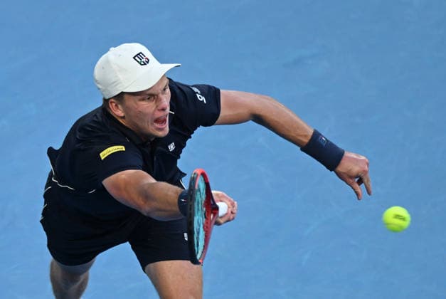TENNIS AUSTRALIAN OPEN, Jenson Brooksby of USA in action during the Men™s 1st round match against Alexander Bublik of Kazakhstan on day 1 of the 2026 Australian Open tennis tournament at Melbourne Park in Melbourne, Sunday, January 18, 2026. ( NO ARCHIVING MELBOURNE VICTORIA AUSTRALIA  Copyright: xJAMESxROSSx 20260118195850404761