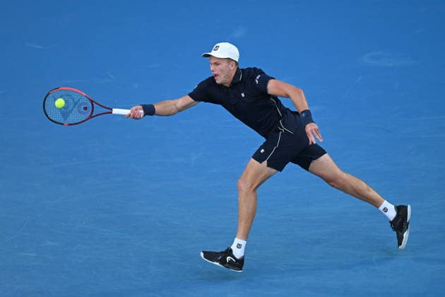 TENNIS AUSTRALIAN OPEN, Jenson Brooksby of USA in action during the Men™s 1st round match against Alexander Bublik of Kazakhstan on day 1 of the 2026 Australian Open tennis tournament at Melbourne Park in Melbourne, Sunday, January 18, 2026. ( NO ARCHIVING MELBOURNE VICTORIA AUSTRALIA  Copyright: xJAMESxROSSx 20260118162045091471