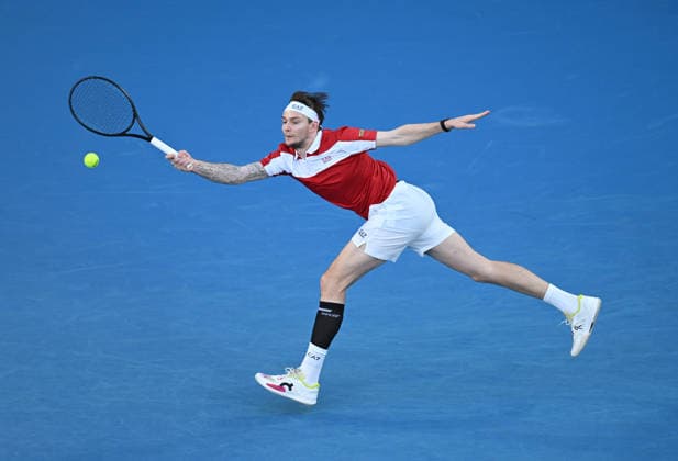 TENNIS AUSTRALIAN OPEN, Alexander Bublik of Kazakhstan in action during the Men™s 1st round match against Jenson Brooksby of USA on day 1 of the 2026 Australian Open tennis tournament at Melbourne Park in Melbourne, Sunday, January 18, 2026. ( NO ARCHIVING MELBOURNE VICTORIA AUSTRALIA  Copyright: xJAMESxROSSx 20260118165509510093