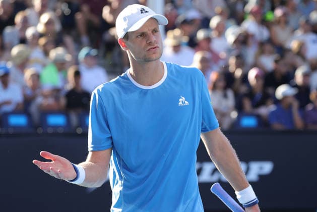 Yannick Hanfmann, GER, during first round of 2026 Australian Open in Melbourne, 18 01 2026