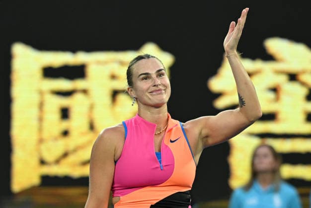 TENNIS AUSTRALIAN OPEN, Aryna Sabalenka of Belarus reacts after winning the Women™s 1st round match against Tiantsoa Rakotomanga Rajaonah of France on day 1 of the 2026 Australian Open tennis tournament at Melbourne Park in Melbourne, Sunday, January 18, 2026. ( NO ARCHIVING MELBOURNE VICTORIA AUSTRALIA  Copyright: xJAMESxROSSx 20260118197469457994