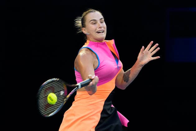 January 18, 2026: 1st seed ARYNA SABALENKA of Belarus in action against TIANTSOA RAKOTOMANGA RAJAONAH of France on KIA Arena in a Women s Singles 1st round match on day 1 of the 2026 Australian Open in Melbourne, Australia. SABALENKA won 64 61. Cal Media Melbourne Australia - ZUMAc04_ 20260118_faf_c04_020 Copyright: xSydneyxLowx