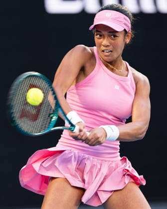 January 18, 2026: TIANTSOA RAKOTOMANGA RAJAONAH of France in action against 1st seed ARYNA SABALENKA of Belarus on KIA Arena in a Women s Singles 1st round match on day 1 of the 2026 Australian Open in Melbourne, Australia. SABALENKA won 64 61. Cal Media Melbourne Australia - ZUMAc04_ 20260118_faf_c04_022 Copyright: xSydneyxLowx