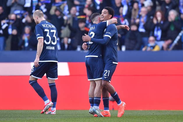 Soccer 2 Bundesliga 18 Matchday VfL Bochum SV Darmstadt 98 on 18 01 2026 at Vonovia Ruhrstadion in Bochum Goal celebration for 1 1 by Francis Onyeka Bochum DFL regulations prohibit any use of photographs as image sequences and or quasi video xRx