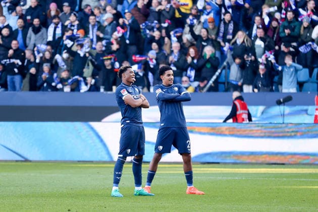 Goal celebration to 1 1 by Francis Onyeka VfL Bochum with Farid Alfa Ruprecht VfL Bochum GER, VfL Bochum vs SV Darmstadt 98, Soccer, 2 Liga, Matchday 18, Season 2025 2026, 18 01 2026 DFL REGULATES PROHIBIT ANY USE OF PHOTOGRAPHS AS IMAGE SEQUENCES AND OR QUASI VIDEO GER, VfL Bochum vs SV Darmstadt 98, Football, 2 Liga, Matchday 18, Season 2025 2026, 18 01 2026 Bochum Copyright: xEibner-Pressefoto FrankxZeisingx EP_FZG