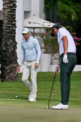Dubai Invitational 2026 DUBAI, UNITED ARAB EMIRATES - JANUARY 18: South African professional golfer Dylan Frittelli competes against Nacho Elvira at the Dubai Invitational 2026 at Dubai Creek Resort on January 18, 2026 in Dubai, United Arab Emirates. Waleed Zein Anadolu Dubai United Arab Emirates. Editorial use only. Please get in touch for any other usage.  Copyright: x2026xAnadoluxWaleedxZeinx