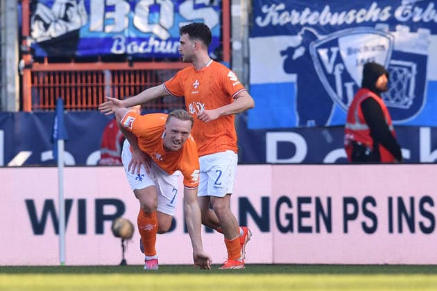 Soccer 2 Bundesliga 18 Matchday VfL Bochum SV Darmstadt 98 on 18 01 2026 at Vonovia Ruhrstadion in Bochum Goal celebration for 2 2 by Isac Lidberg Darmstadt DFL regulations prohibit any use of photographs as image sequences and or quasi video xRx