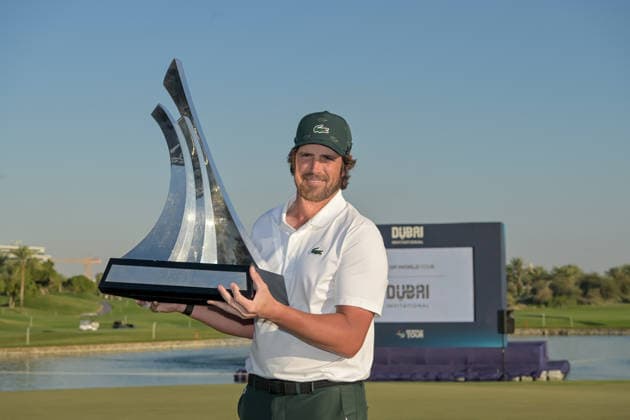 Nacho Elvira wins 2026 Dubai Invitational Golf Title in Dubai DUBAI, UNITED ARAB EMIRATES - JANUARY 18: Spanish golfer Nacho Elvira wins the final match of the 2026 Dubai Invitational Golf European Tour tournament in Dubai, United Arab Emirates, on January 18, 2026. Waleed Zein Anadolu Dubai United Arab Emirates. Editorial use only. Please get in touch for any other usage.  Copyright: x2026xAnadoluxWaleedxZeinx