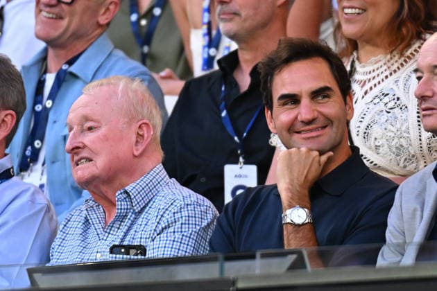 2026 Australian Open - Melbourne Roger Federer (SUI) with Rod Laver (AUS) at the 2026 Australian Open at Melbourne Park in Melbourne, AUSTRALIA, on January 18, 2026. Photo by Corinne Dubreuil ABACAPRESS.COM Melbourne Australia  Copyright: xDubreuilxCorinne ABACAx